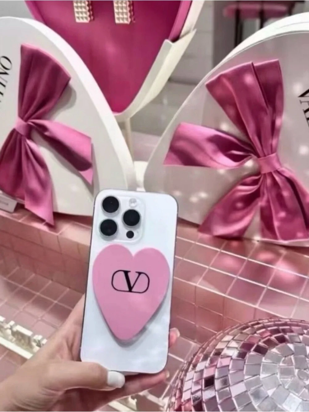 Valentino Pink Heart Compact Mirror